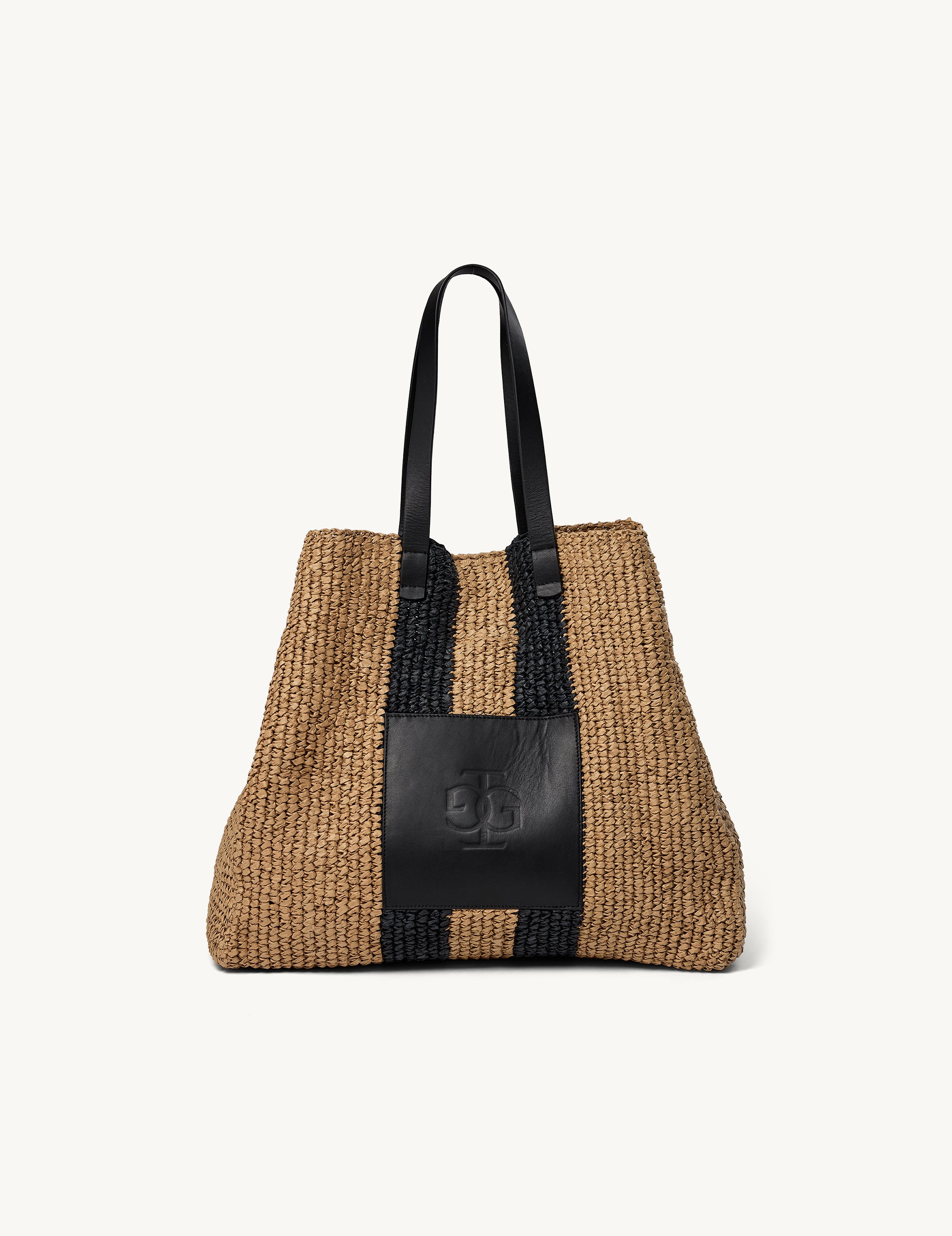 Raffia Beach Bag Naturel/black stripe