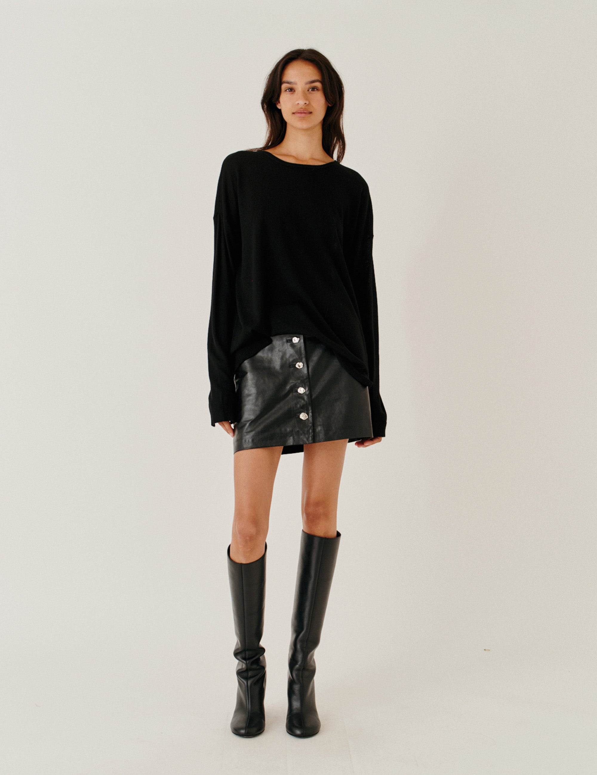 Soho Mini Button Skirt Black 4 / Black
