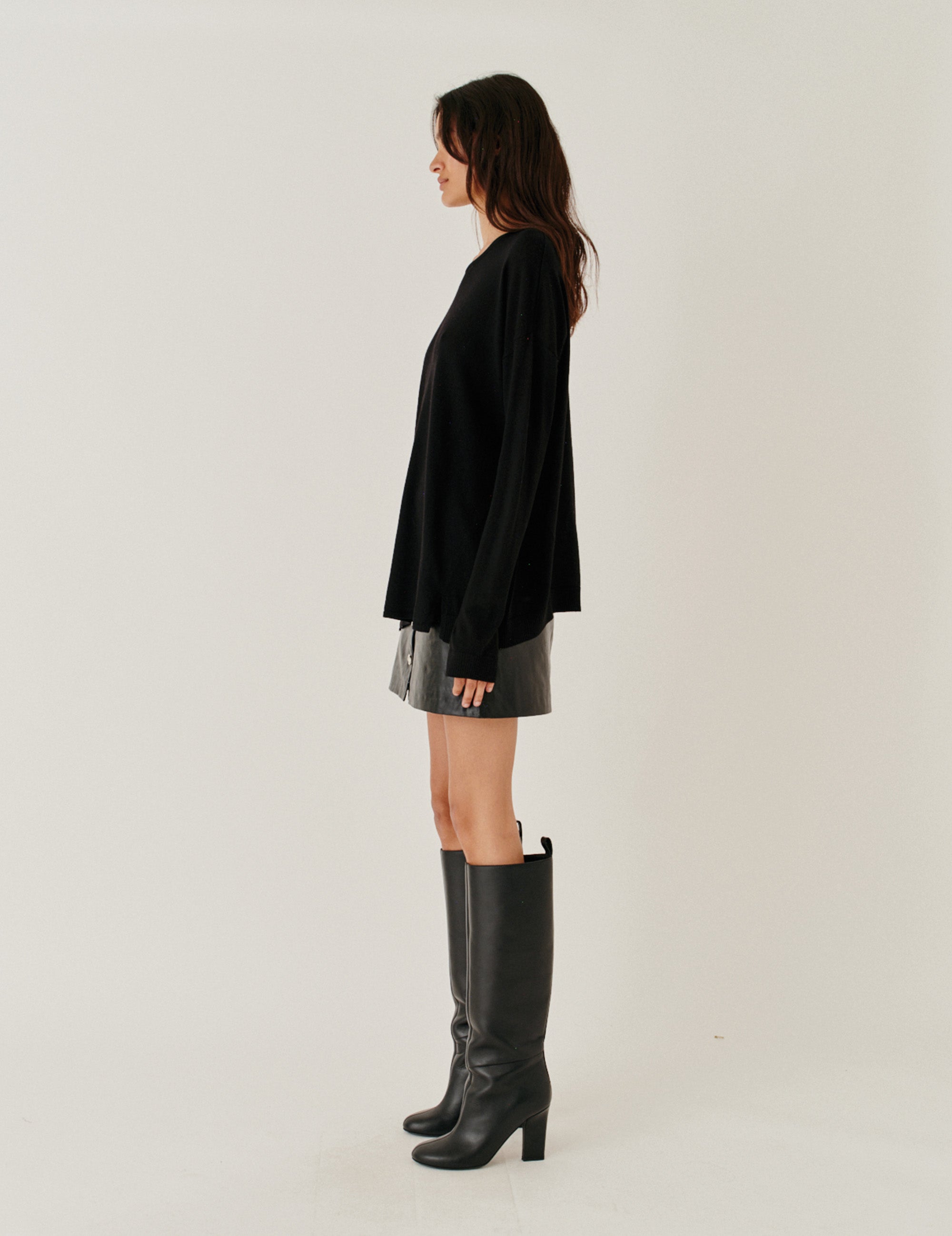 Soho Mini Button Skirt Black 4 / Black