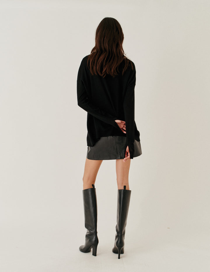 Soho Mini Button Skirt Black 4 / Black