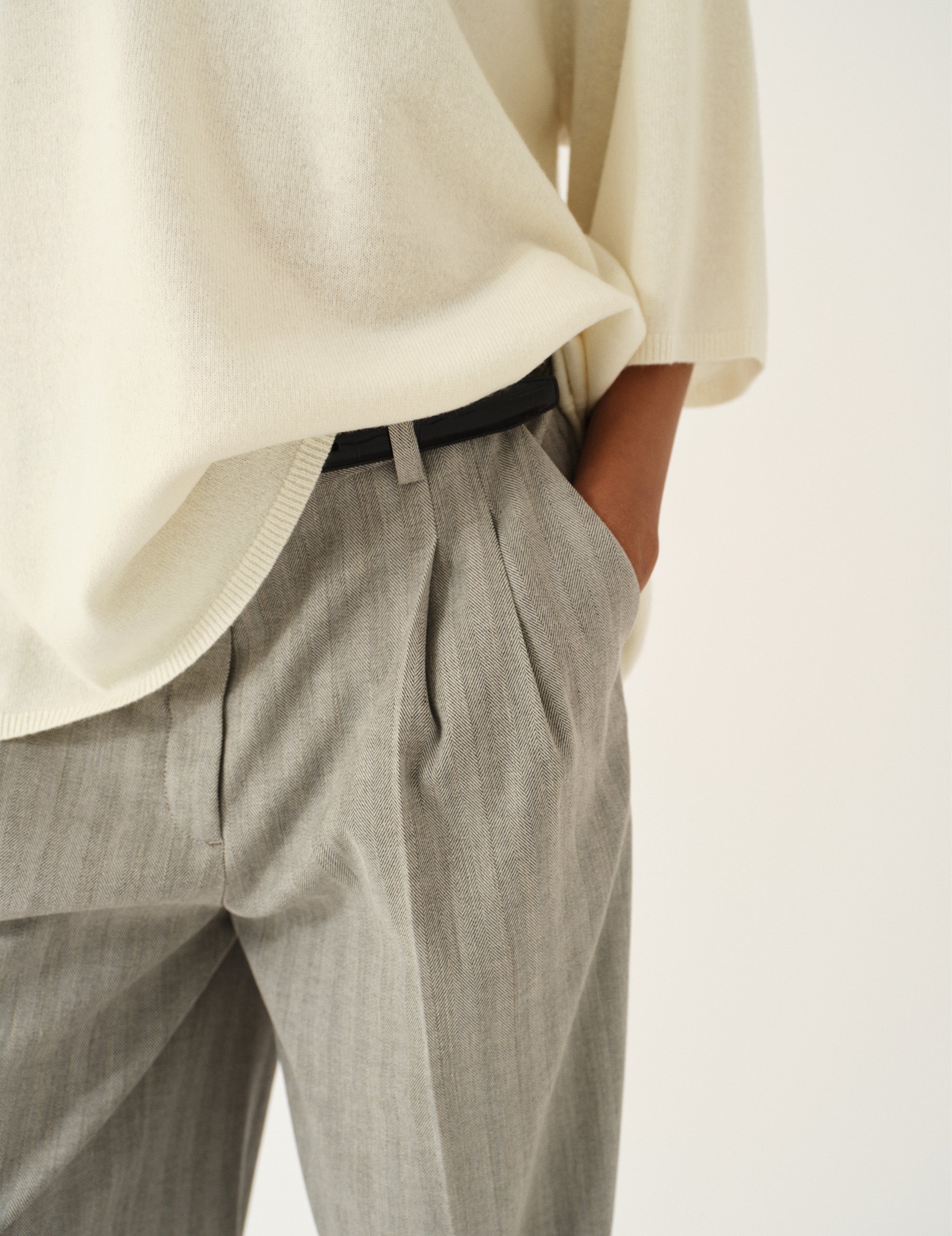 Conti Pants Grey Herringbone 4 / Grey Herringbone