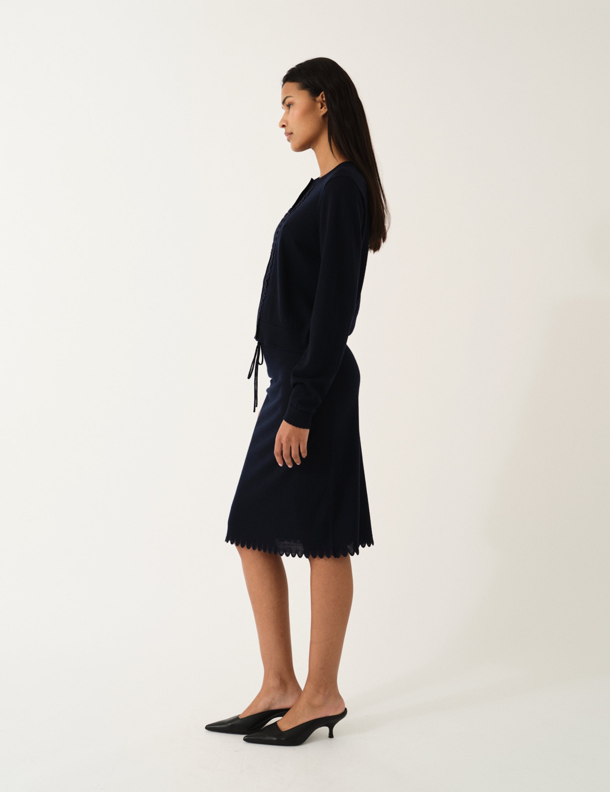 Bergen Scallop Mini Cardigan Navy 4 / Navy