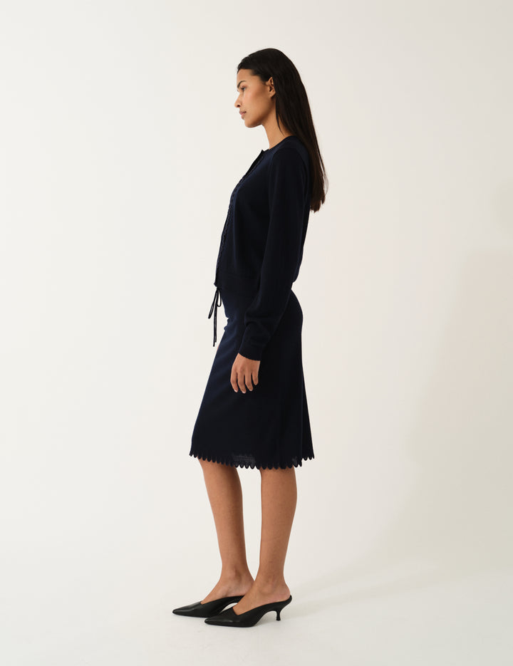 Bergen Scallop Mini Cardigan Navy 4 / Navy
