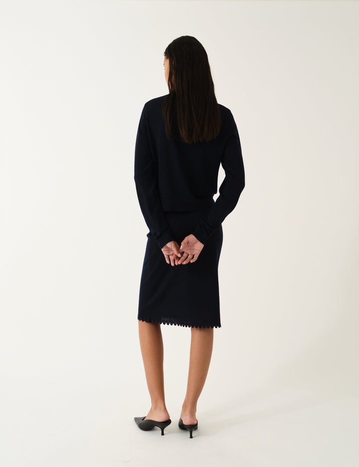 Bergen Scallop Mini Cardigan Navy 4 / Navy