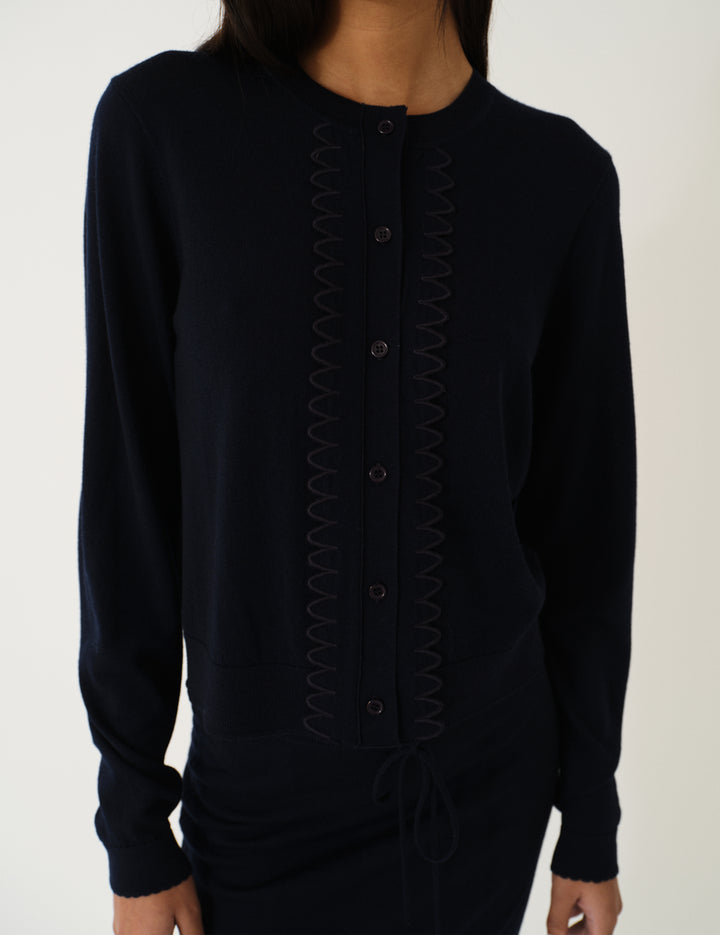 Bergen Scallop Mini Cardigan Navy 4 / Navy