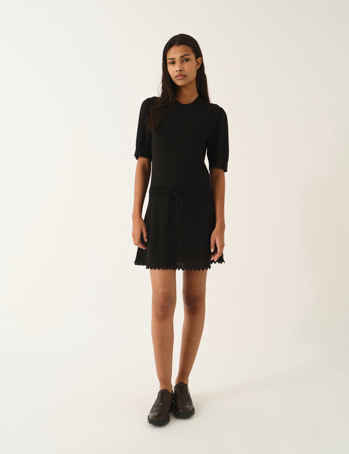 Bergen Scallop Mini Dress Black 4 / Black