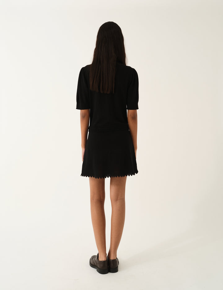 Bergen Scallop Mini Dress Black 4 / Black