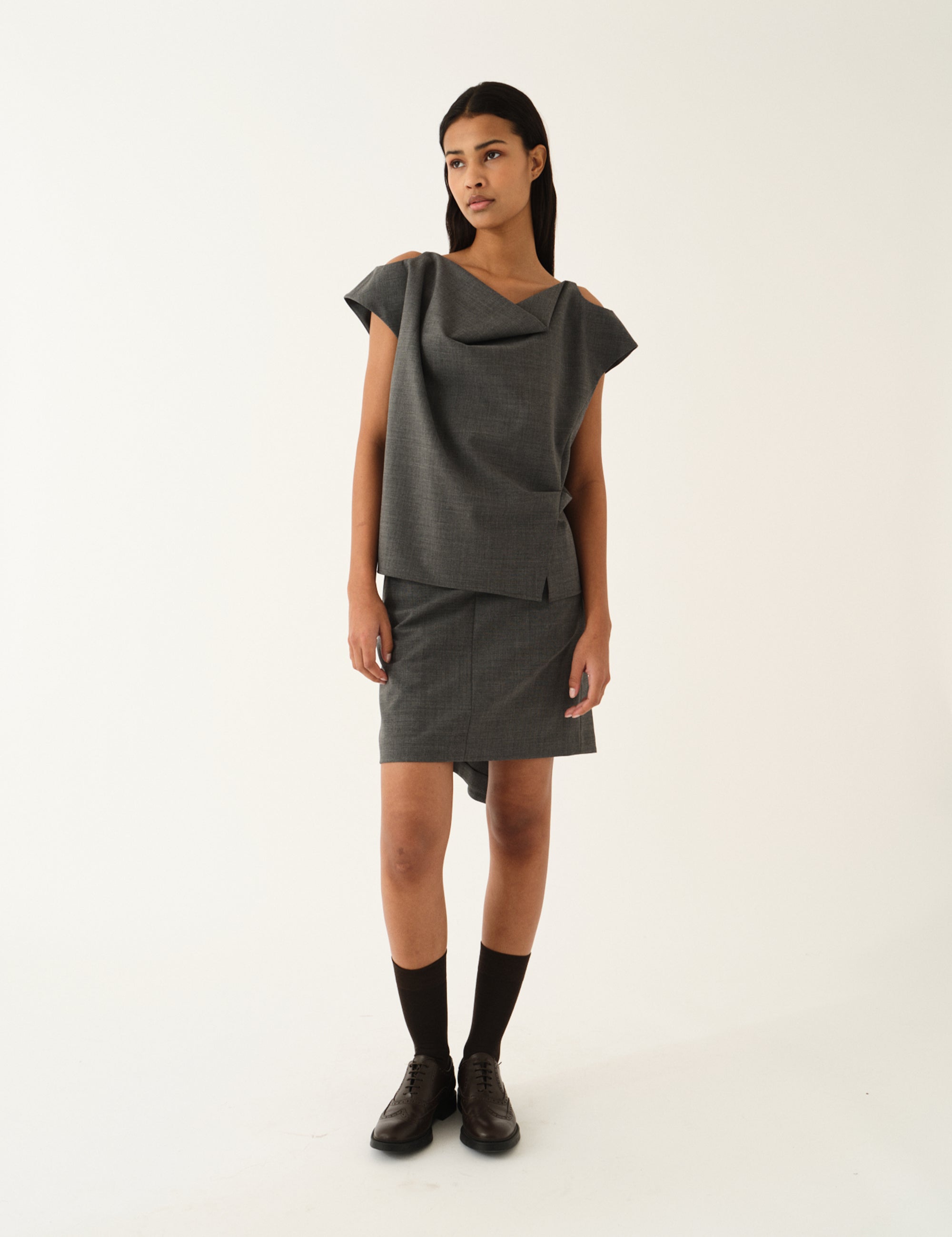 Grand Slip Skirt Grey Melange 4 / Grey Melange