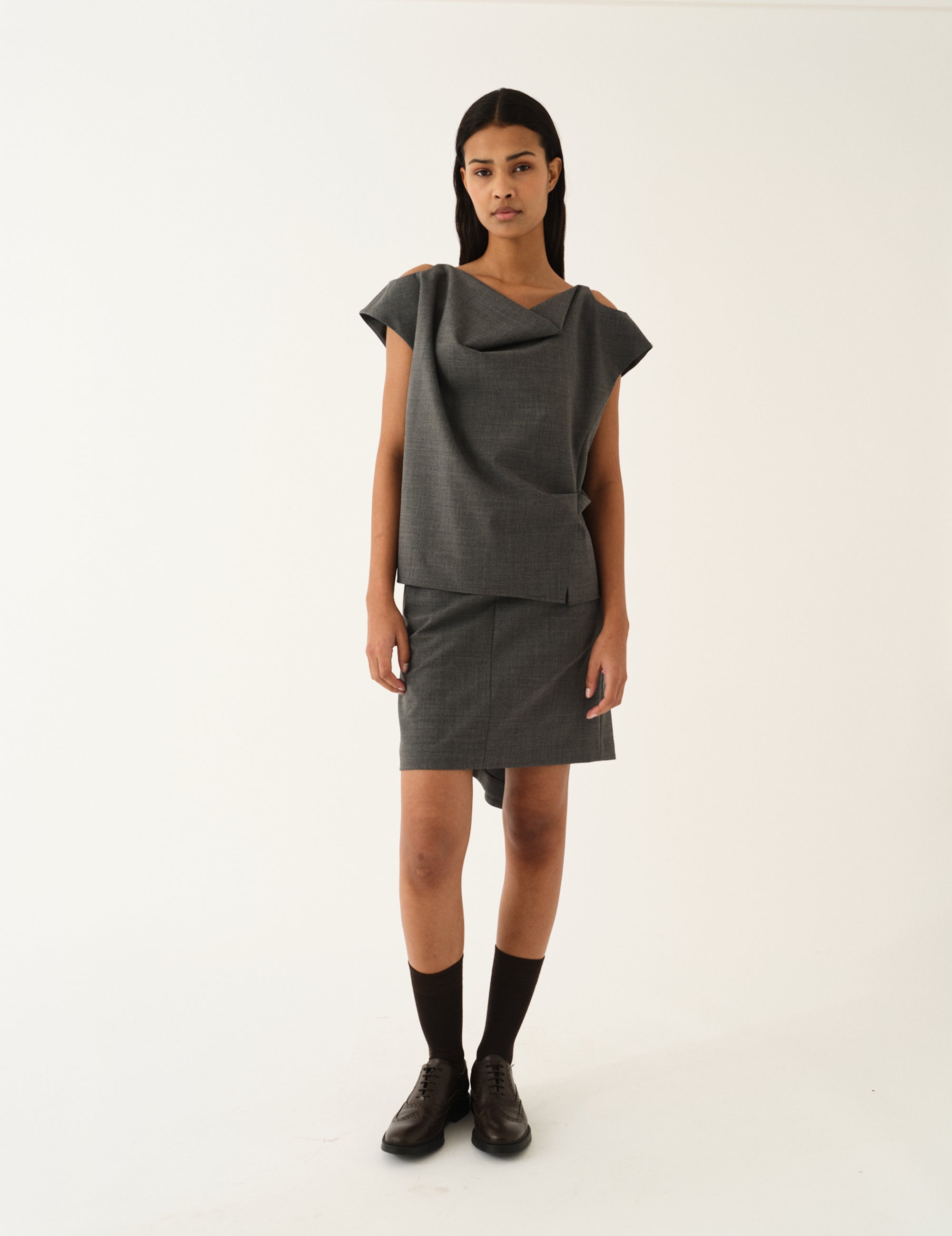 Grand Drape Top Grey Melange 4 / Grey Melange