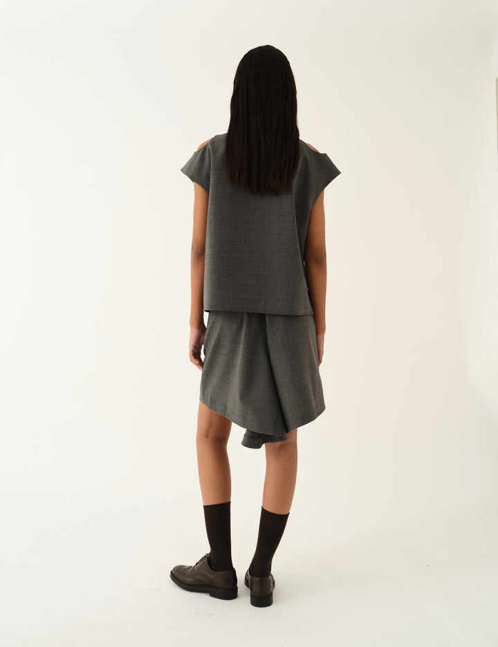 Grand Drape Top Grey Melange 4 / Grey Melange
