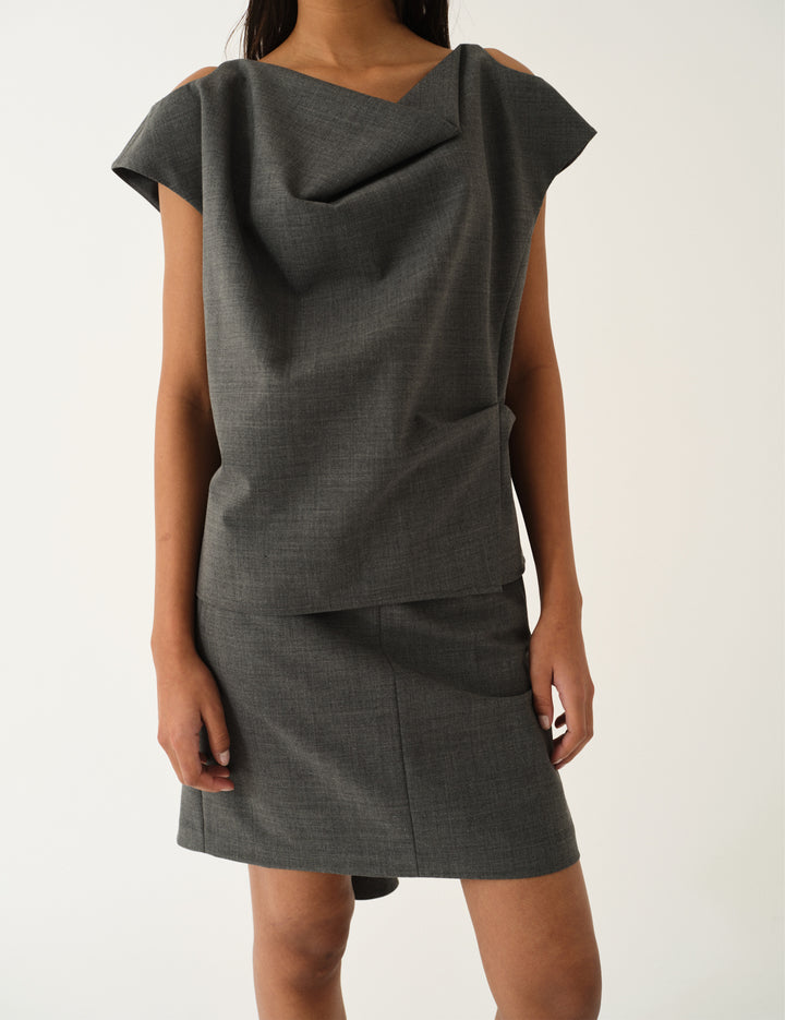 Grand Drape Top Grey Melange 4 / Grey Melange