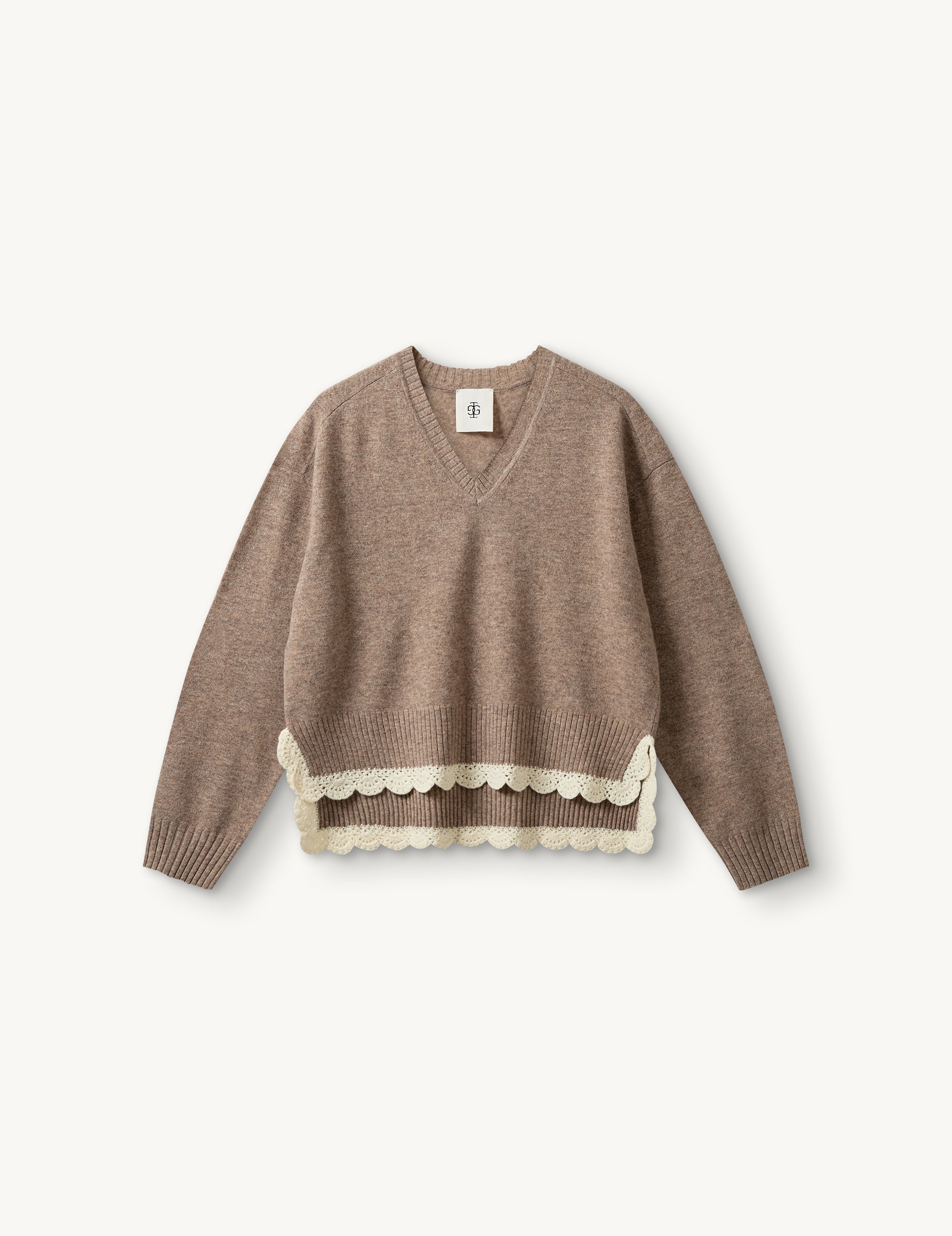 Como Crochet V-Neck Cream 4 / Cream