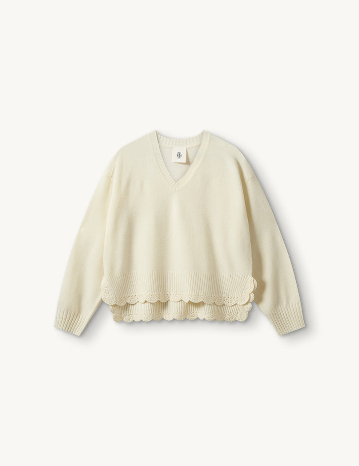 Como Crochet V-Neck Cream 4 / Cream