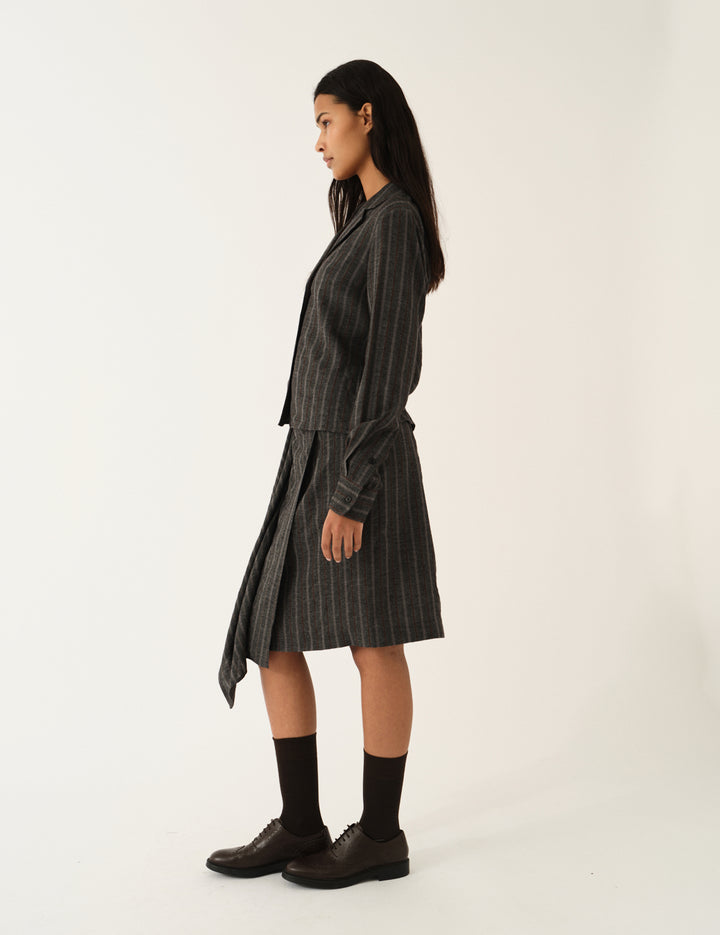 Cheval Shirt Grey melange/brown stripe 4 / Grey melange/brown stripe