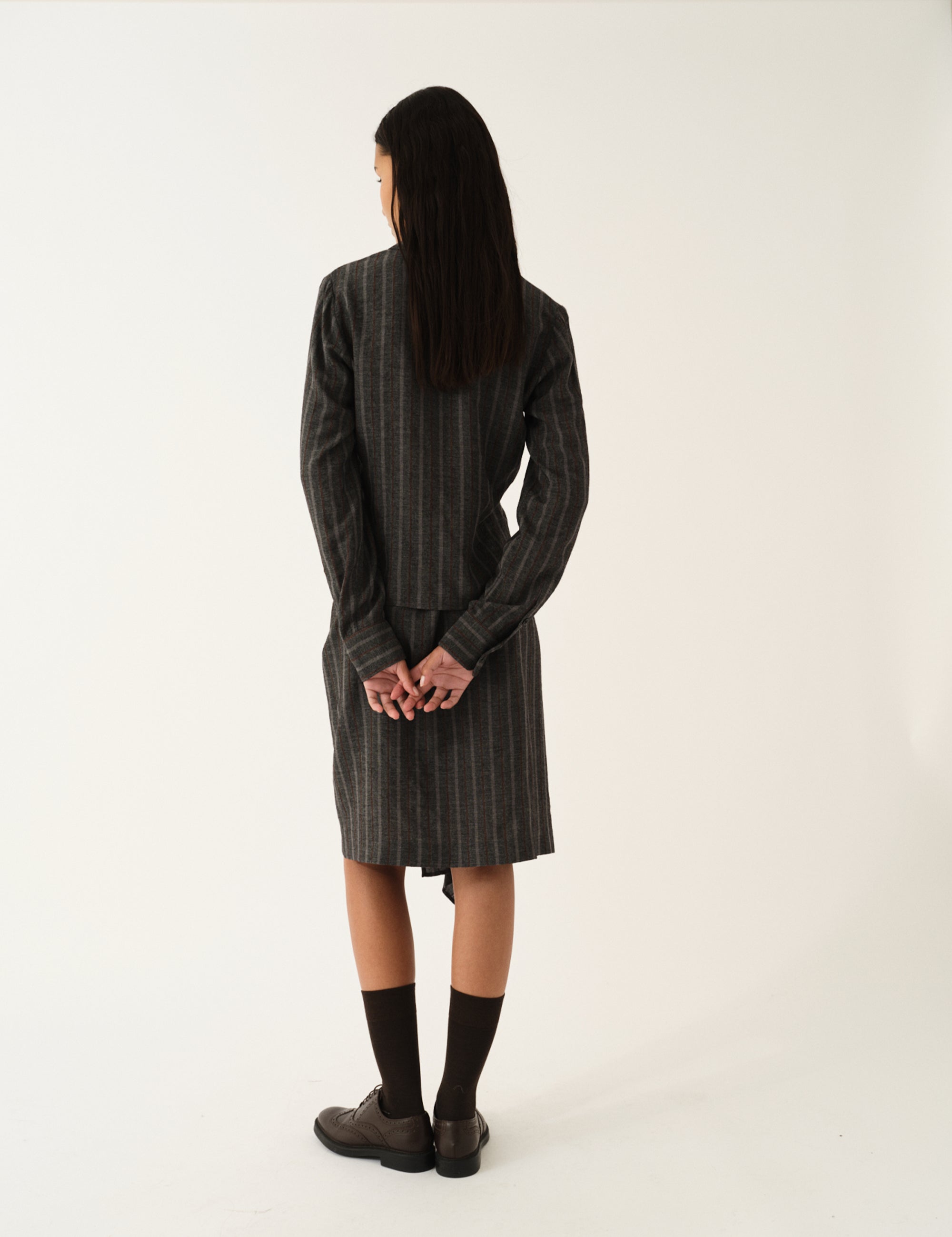 Cheval Shirt Grey melange/brown stripe 4 / Grey melange/brown stripe