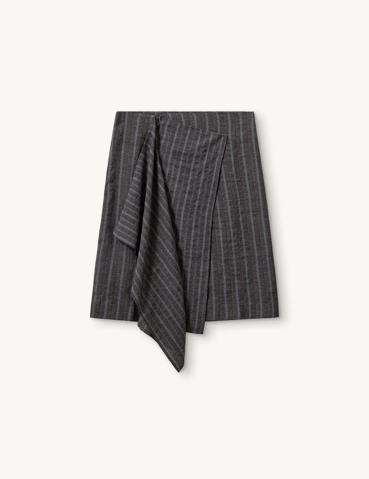 Cheval Skirt Grey melange/brown stripe 4 / Grey melange/brown stripe