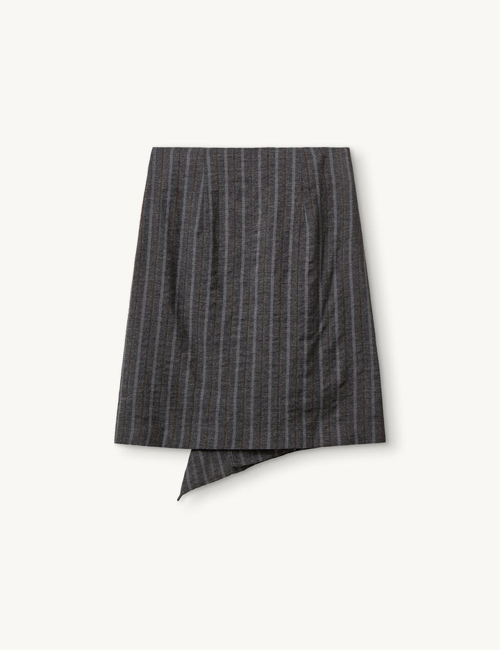 Cheval Skirt Grey melange/brown stripe 4 / Grey melange/brown stripe