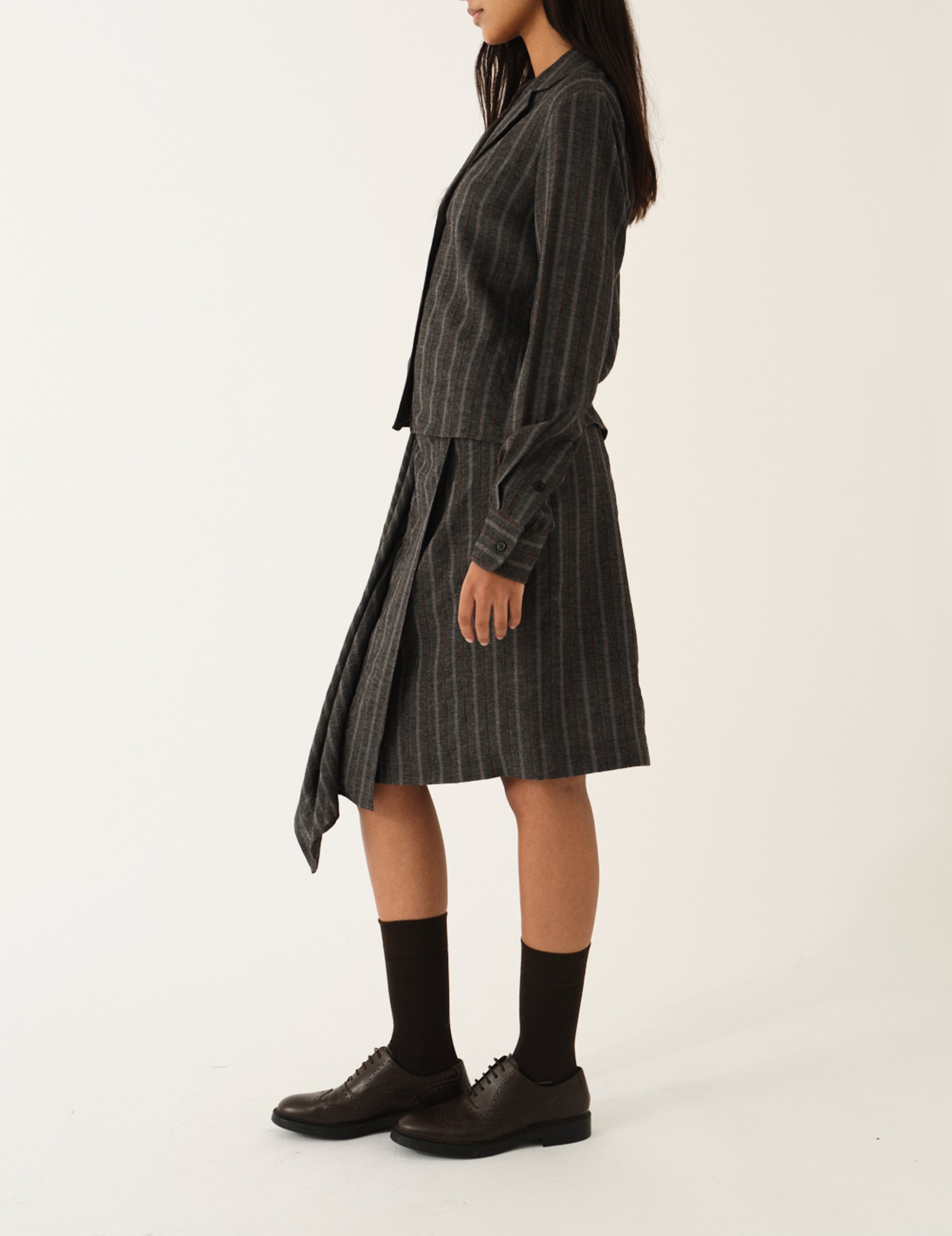 Cheval Skirt Grey melange/brown stripe 4 / Grey melange/brown stripe
