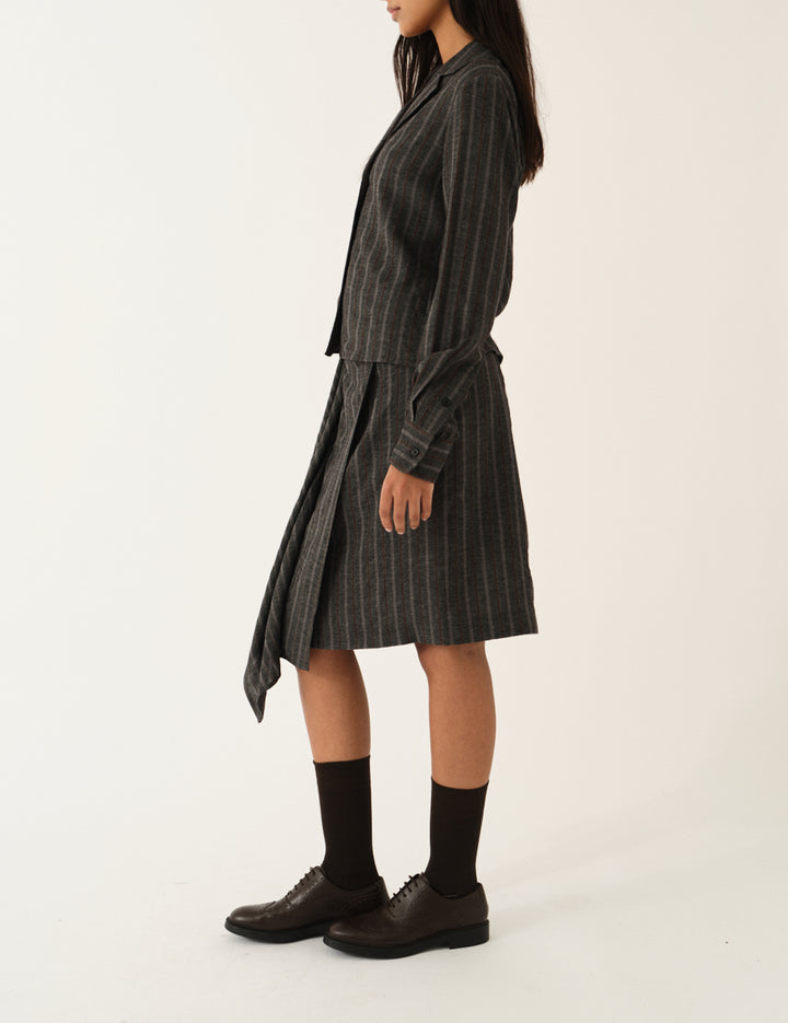 Cheval Skirt Grey melange/brown stripe 4 / Grey melange/brown stripe