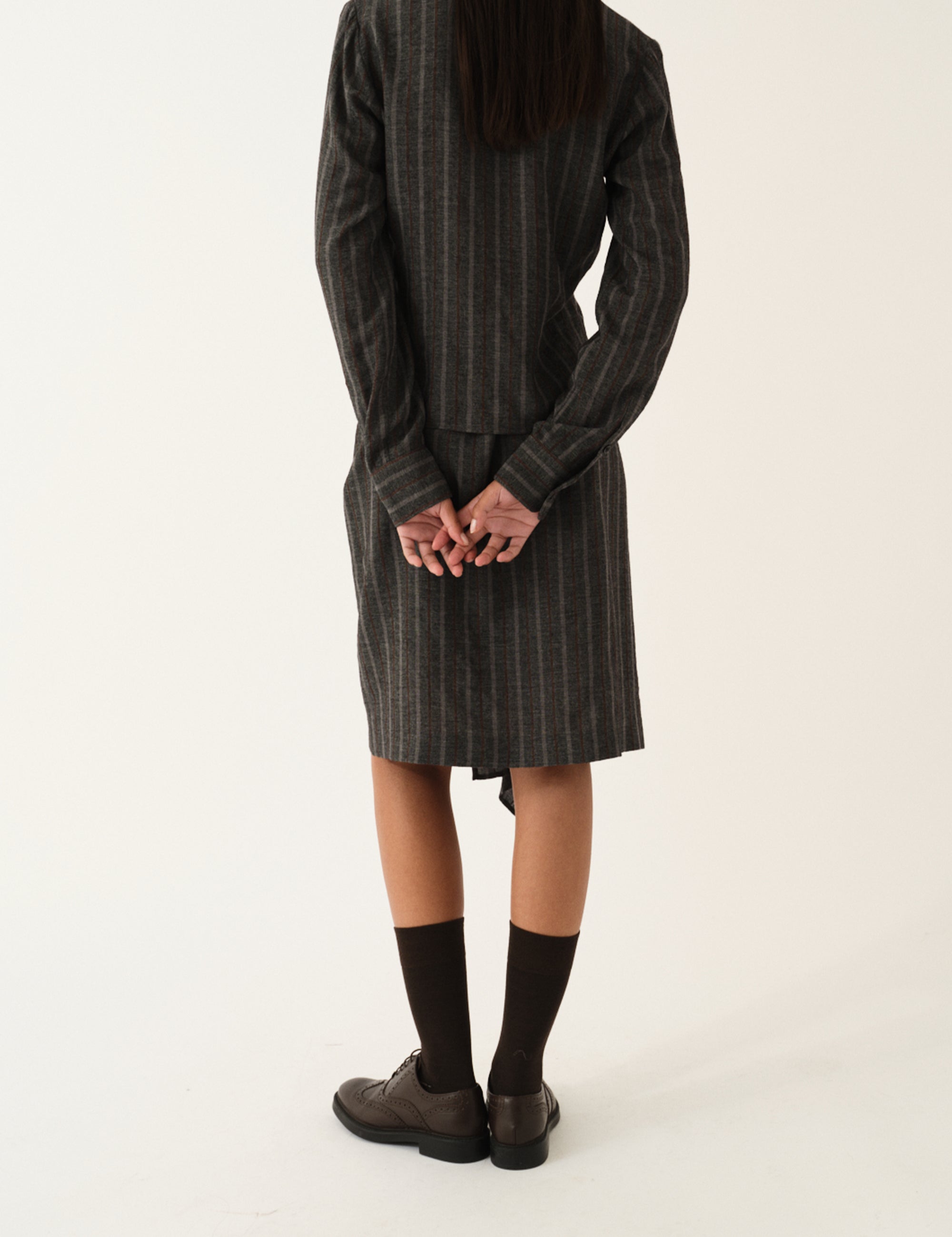 Cheval Skirt Grey melange/brown stripe 4 / Grey melange/brown stripe