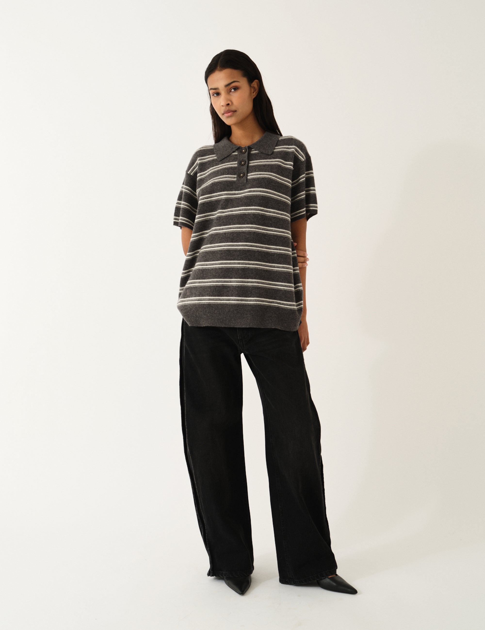 Como Dads Polo N Grey melange/cream stripe 4 / Grey melange/cream stripe