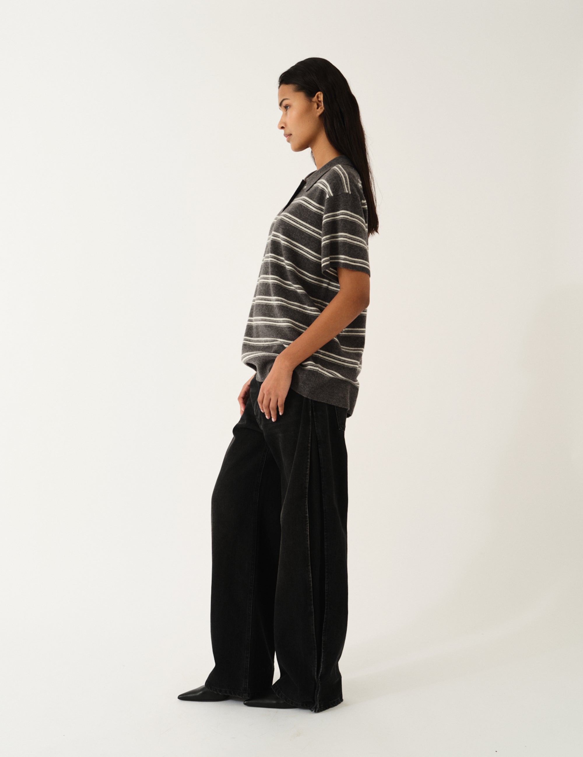 Como Dads Polo N Grey melange/cream stripe 4 / Grey melange/cream stripe