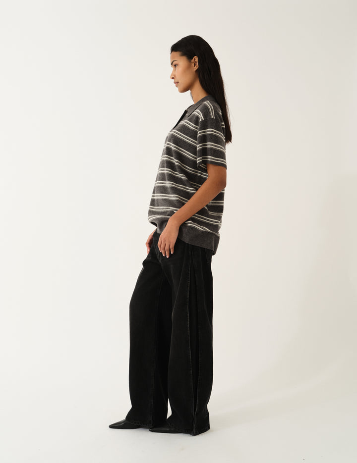 Como Dads Polo N Grey melange/cream stripe 4 / Grey melange/cream stripe