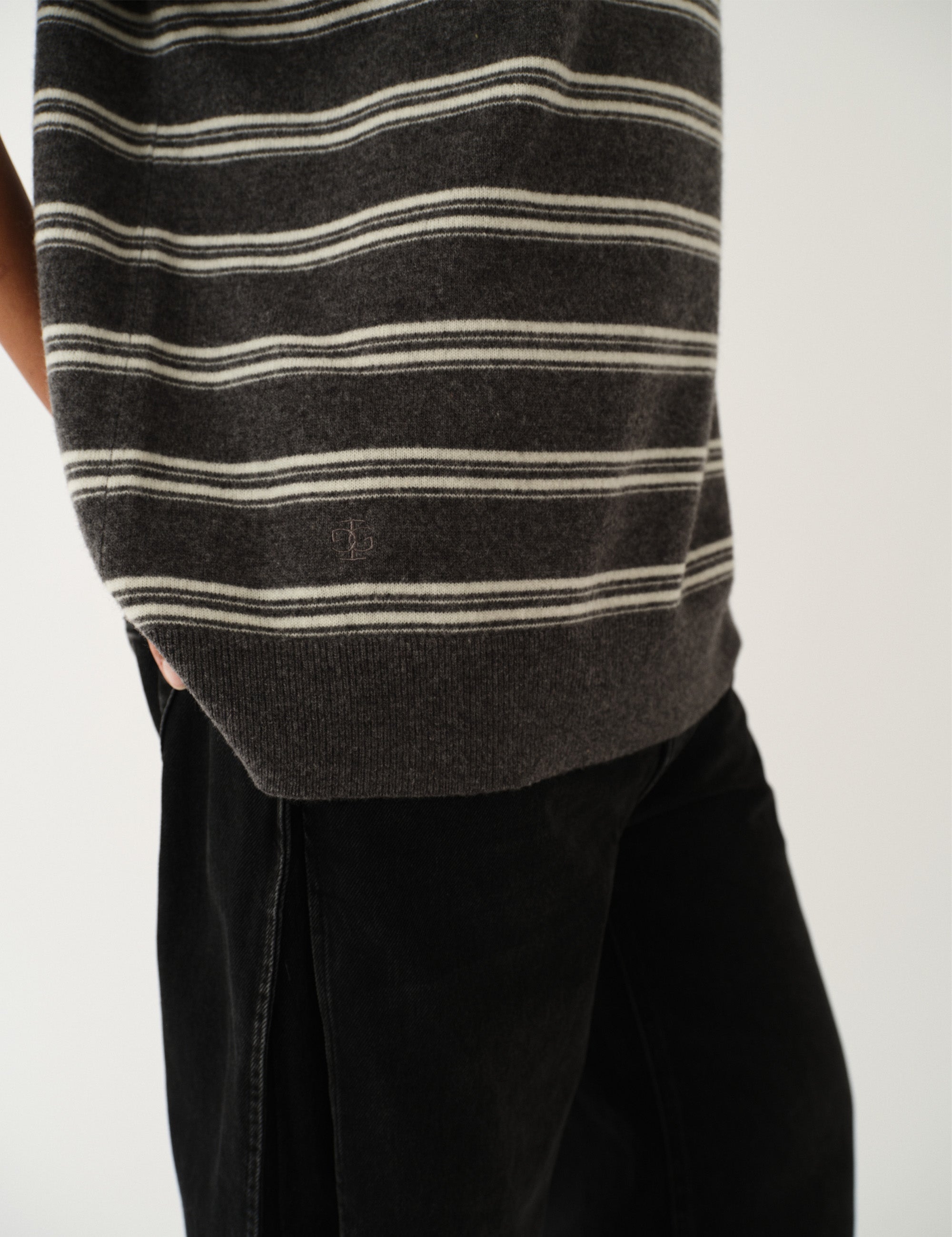 Como Dads Polo N Grey melange/cream stripe 4 / Grey melange/cream stripe