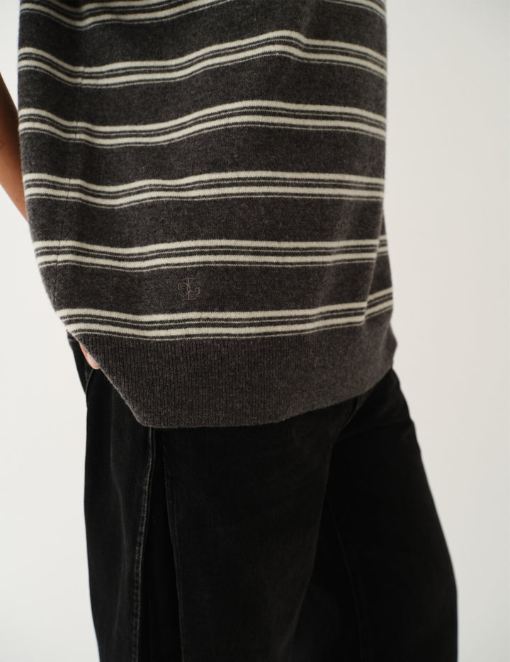 Como Dads Polo N Grey melange/cream stripe 4 / Grey melange/cream stripe
