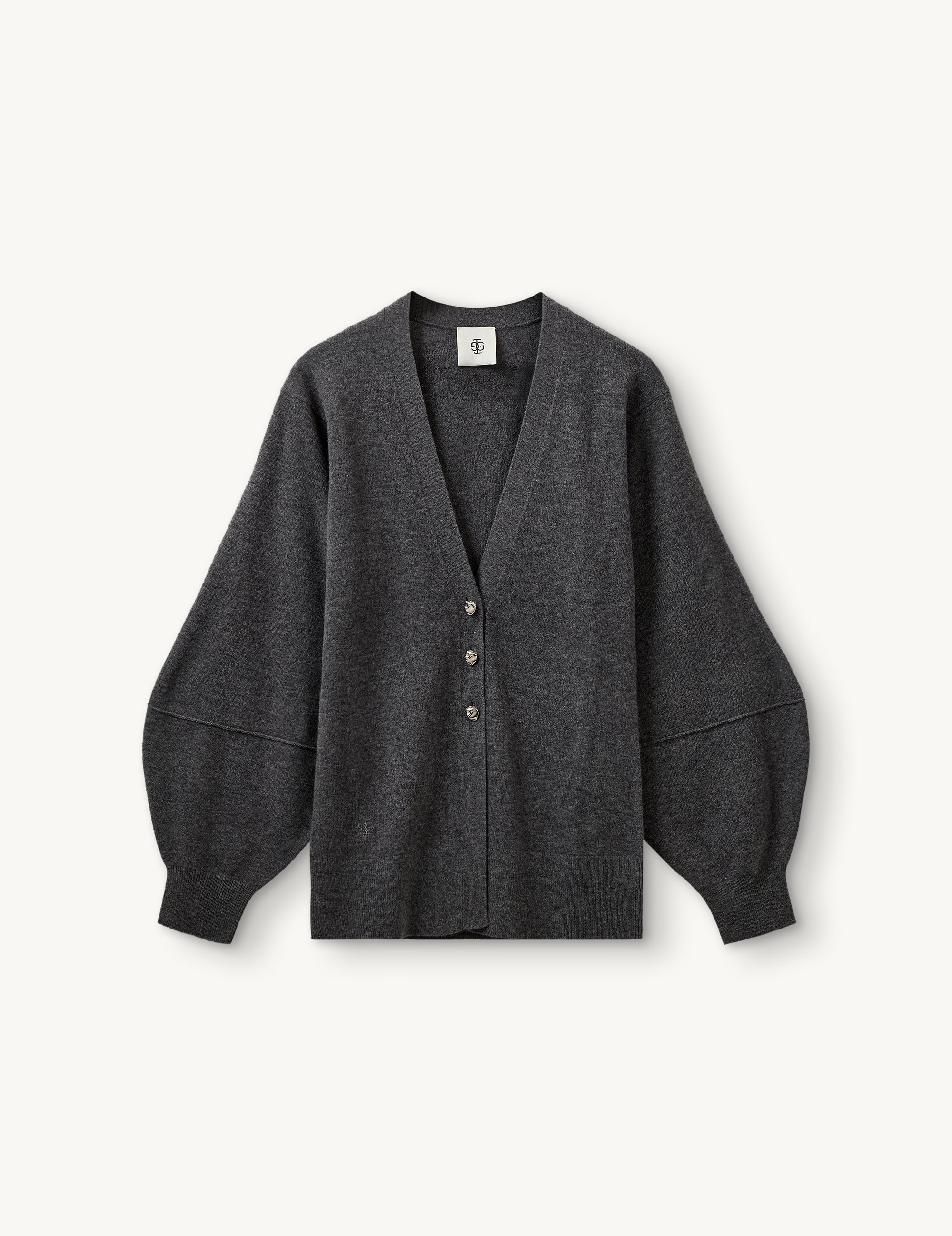 Como Sleeve Cardigan Grey Melange